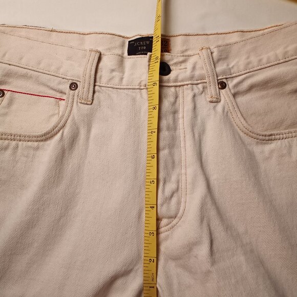 Mens J.Crew 770 Jeans Size 32 Buttonfly Straight Leg Cream Color Cotton - Picture 8 of 10
